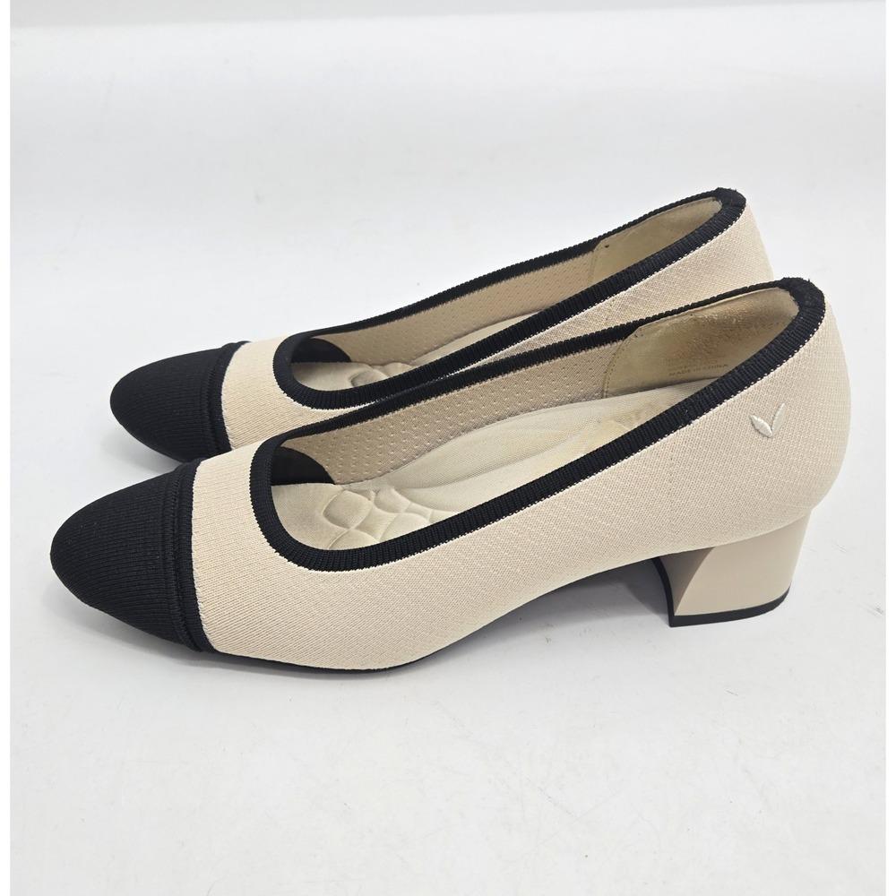 Vivaia Chunky Heel Shoes Women's 9 US Tracy Pro Almond Black Knit Point Toe - Picture 3 of 13